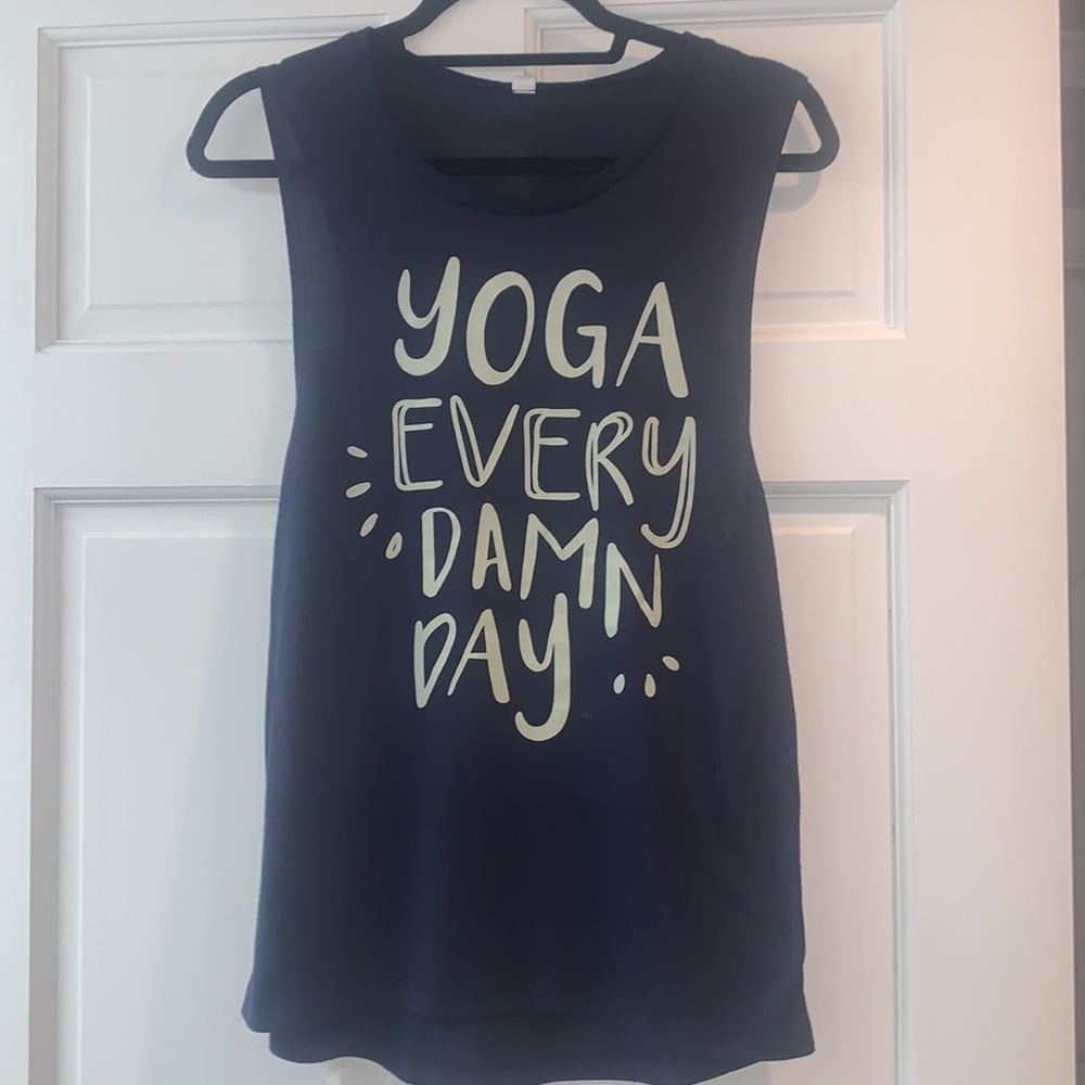 Yoga Every Damn Day - Yoga Girl - Navy Tank Size Medium - Picture 2 of 7